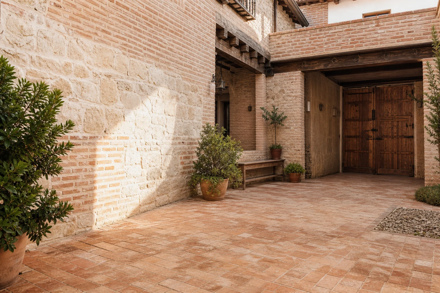 Patio castellano rehabilitado, imagen editorial