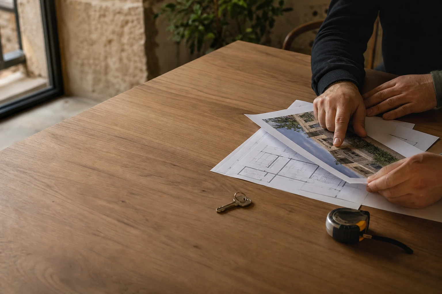 Revisión de documentación de una vivienda, imagen editorial